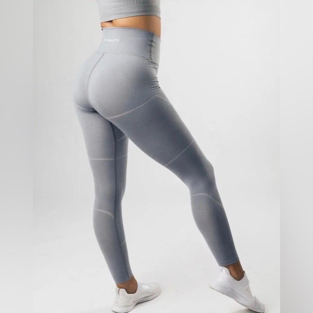 Alphalete Seamless High Rise Leggings Women's S Gray 24" Inseam Gym Workout